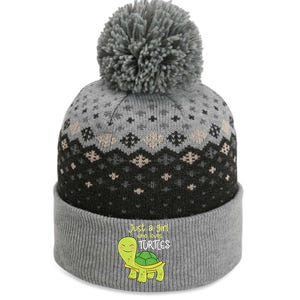 Just A Who Loves Turtles Sea Turtle Gift The Baniff Cuffed Pom Beanie