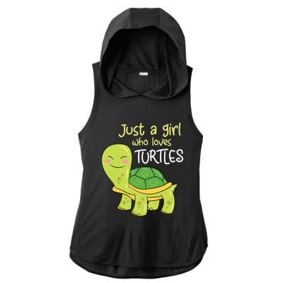 Just A Who Loves Turtles Sea Turtle Gift Ladies PosiCharge Tri-Blend Wicking Draft Hoodie Tank