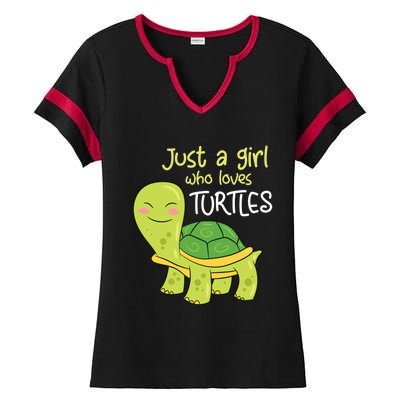 Just A Who Loves Turtles Sea Turtle Gift Ladies Halftime Notch Neck Tee