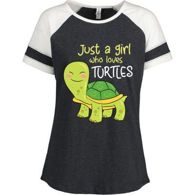 Just A Who Loves Turtles Sea Turtle Gift Enza Ladies Jersey Colorblock Tee