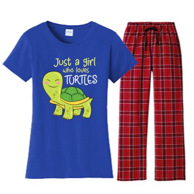 Just A Who Loves Turtles Sea Turtle Gift Women's Flannel Pajama Set