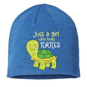 Just A Who Loves Turtles Sea Turtle Gift Sustainable Beanie