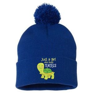 Just A Who Loves Turtles Sea Turtle Gift Pom Pom 12in Knit Beanie