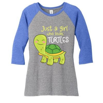 Just A Who Loves Turtles Sea Turtle Gift Women's Tri-Blend 3/4-Sleeve Raglan Shirt