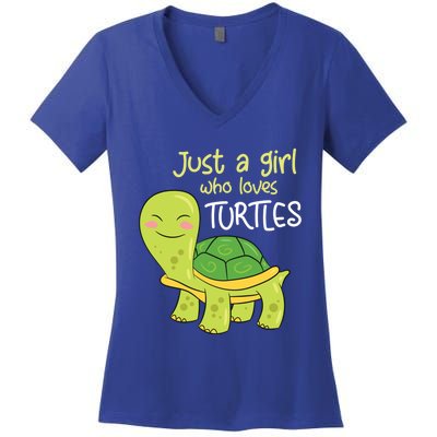 Just A Who Loves Turtles Sea Turtle Gift Women's V-Neck T-Shirt