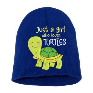 Just A Who Loves Turtles Sea Turtle Gift Short Acrylic Beanie