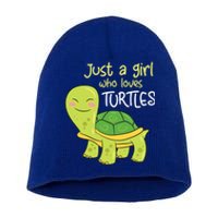 Just A Who Loves Turtles Sea Turtle Gift Short Acrylic Beanie