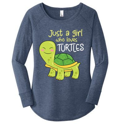 Just A Who Loves Turtles Sea Turtle Gift Women's Perfect Tri Tunic Long Sleeve Shirt