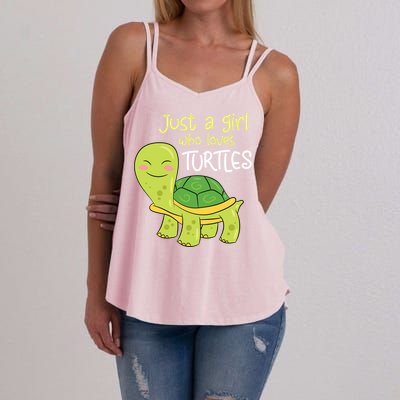 Just A Who Loves Turtles Sea Turtle Gift Women's Strappy Tank