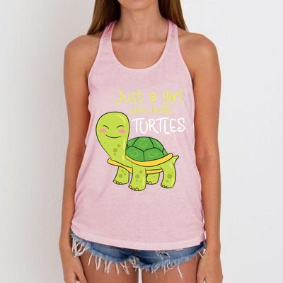 Just A Who Loves Turtles Sea Turtle Gift Women's Knotted Racerback Tank