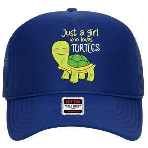 Just A Who Loves Turtles Sea Turtle Gift High Crown Mesh Back Trucker Hat