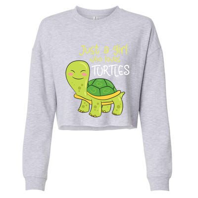 Just A Who Loves Turtles Sea Turtle Gift Cropped Pullover Crew