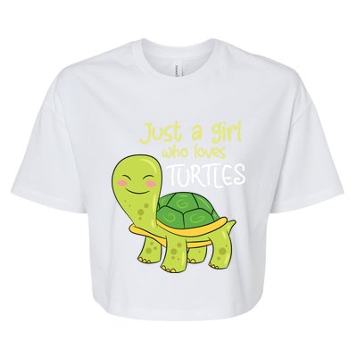 Just A Who Loves Turtles Sea Turtle Gift Bella+Canvas Jersey Crop Tee