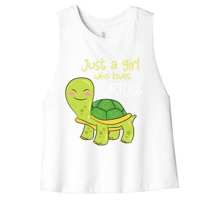 Just A Who Loves Turtles Sea Turtle Gift Women's Racerback Cropped Tank