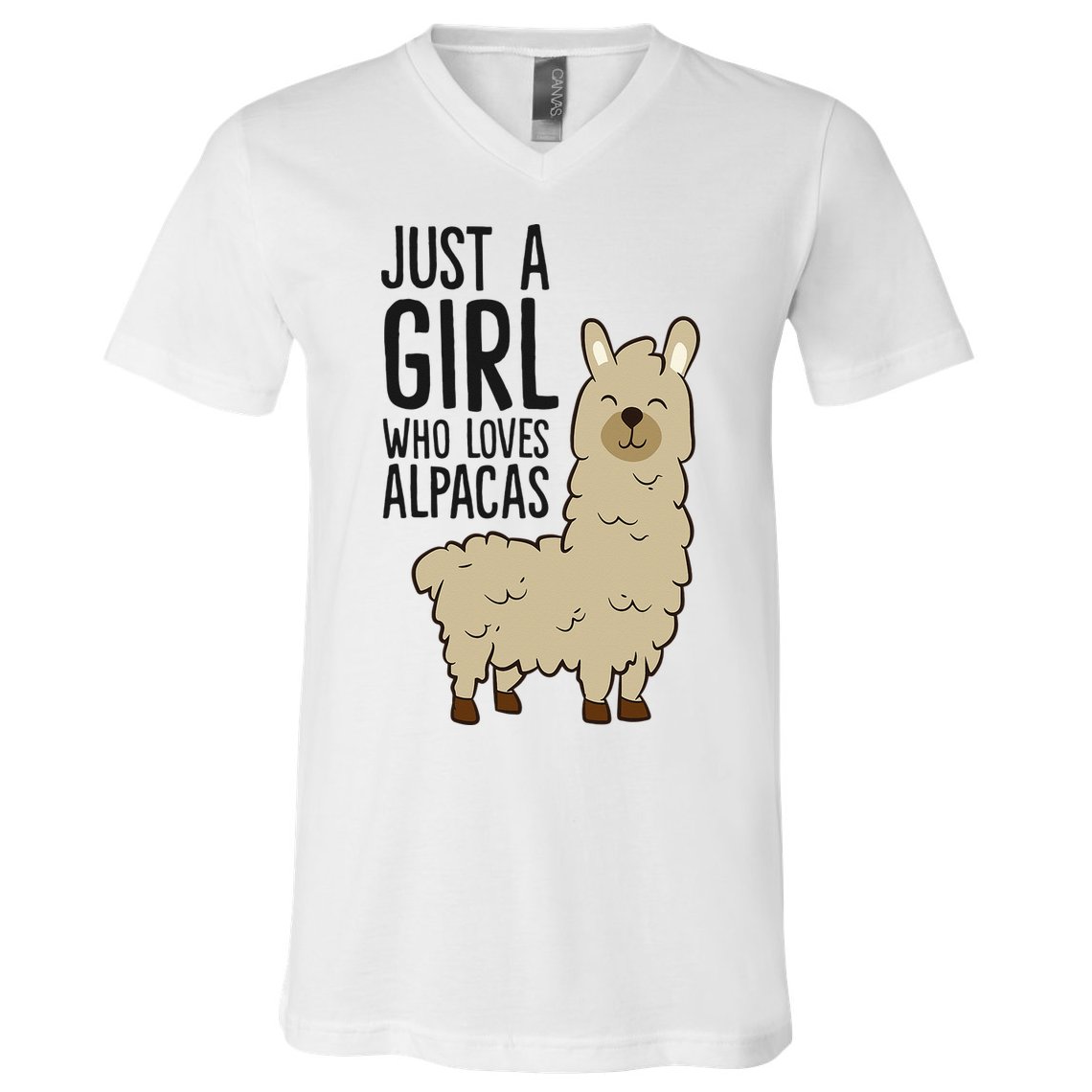 Just a Who Loves Alpacas Funny Alpaca V-Neck T-Shirt