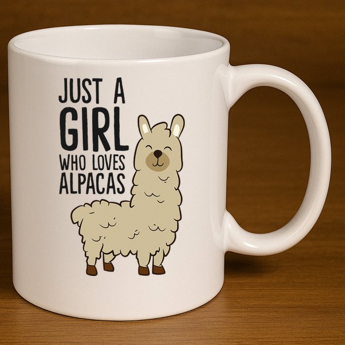 Just a Who Loves Alpacas Funny Alpaca 11oz C Handle Ceramic Mug