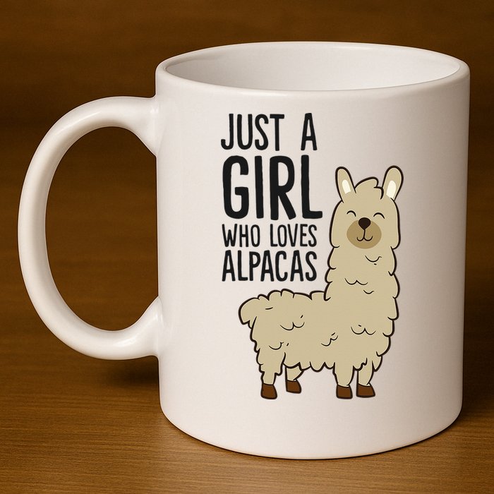 Just a Who Loves Alpacas Funny Alpaca 11oz C Handle Ceramic Mug