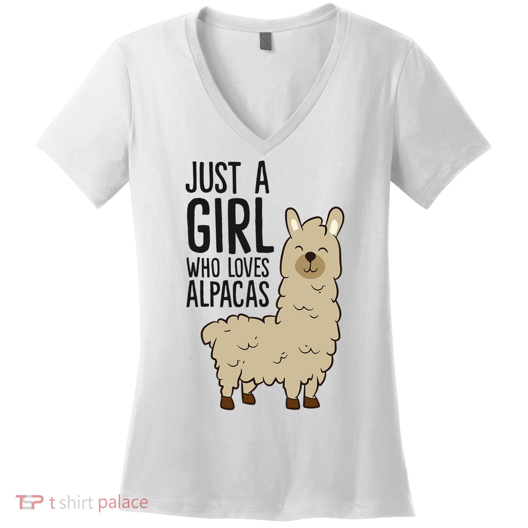 Just a Who Loves Alpacas Funny Alpaca Women's V-Neck T-Shirt