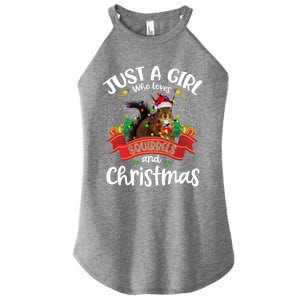 Just A Who Loves Squirrels And Christmas Santa Hat Light Meaningful Gift Women's Perfect Tri Rocker Tank