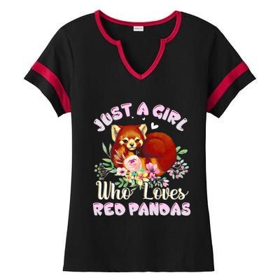 Just A Who Loves Red Pandas Cute Gift Ladies Halftime Notch Neck Tee