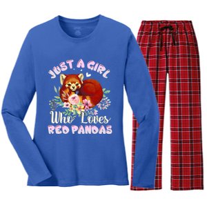 Just A Who Loves Red Pandas Cute Gift Women's Long Sleeve Flannel Pajama Set 