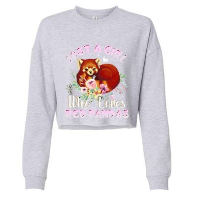 Just A Who Loves Red Pandas Cute Gift Cropped Pullover Crew