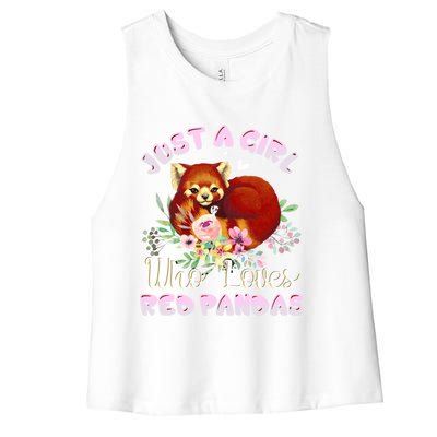 Just A Who Loves Red Pandas Cute Gift Women's Racerback Cropped Tank