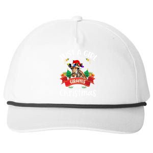 Just A Who Loves Giraffes And Christmas Santa Hat Lights Gift Snapback Five-Panel Rope Hat