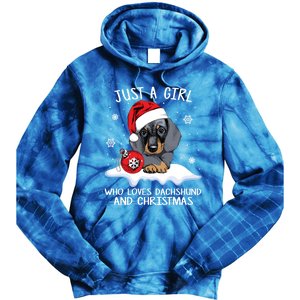 Just A Who Loves Dachshund And Christmas Dachshund Xmas Gift Tie Dye Hoodie