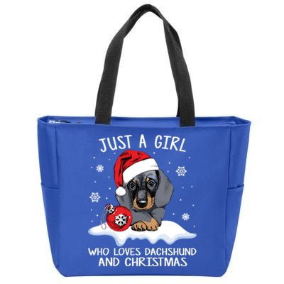 Just A Who Loves Dachshund And Christmas Dachshund Xmas Gift Zip Tote Bag