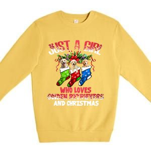 Just A Who Loves Golden Retrievers And Christmas Cool Gift Premium Crewneck Sweatshirt