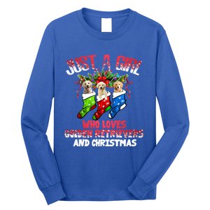 Just A Who Loves Golden Retrievers And Christmas Cool Gift Long Sleeve Shirt