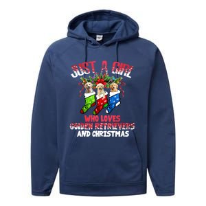 Just A Who Loves Golden Retrievers And Christmas Cool Gift Performance Fleece Hoodie