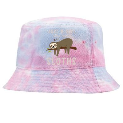 Just A Who Loves Sloths Gift Funny Cute Sloth Jacket Tie-Dyed Bucket Hat