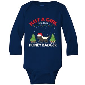 Just A Who Loves Honey Badger Ugly Christmas Sweater Meaningful Gift Baby Long Sleeve Bodysuit