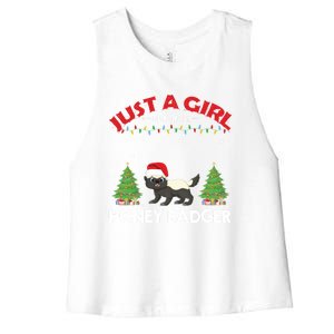 Just A Who Loves Honey Badger Ugly Christmas Sweater Meaningful Gift Women's Racerback Cropped Tank