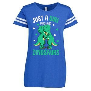 Just A Who Loves Dinosaurs TRex Dino Enza Ladies Jersey Football T-Shirt