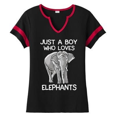 Just A Who Loves Elephants Funny Elephant Lover Ladies Halftime Notch Neck Tee