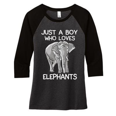 Just A Who Loves Elephants Funny Elephant Lover Women's Tri-Blend 3/4-Sleeve Raglan Shirt