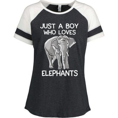 Just A Who Loves Elephants Funny Elephant Lover Enza Ladies Jersey Colorblock Tee