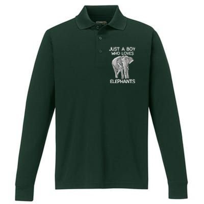 Just A Who Loves Elephants Funny Elephant Lover Performance Long Sleeve Polo