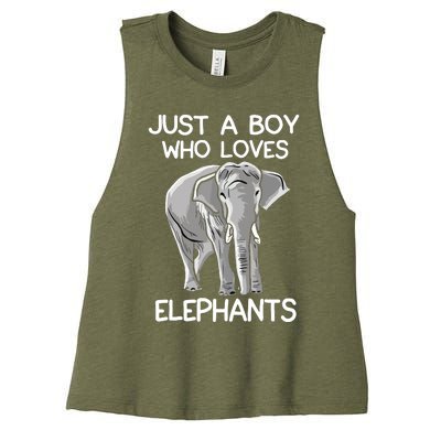 Just A Who Loves Elephants Funny Elephant Lover Women's Racerback Cropped Tank