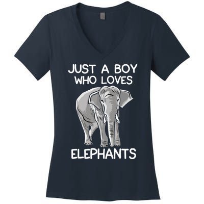 Just A Who Loves Elephants Funny Elephant Lover Women's V-Neck T-Shirt