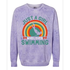 Just A Who Loves Swimming Funny Swimmer Gifts Colorblast Crewneck Sweatshirt