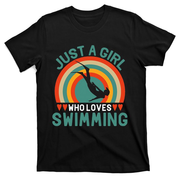 Just A Who Loves Swimming Funny Swimmer Gifts T-Shirt