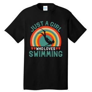 Just A Who Loves Swimming Funny Swimmer Gifts Tall T-Shirt