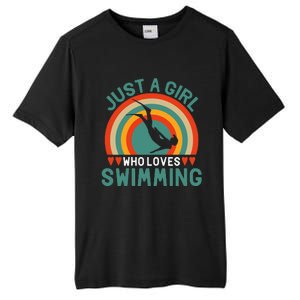 Just A Who Loves Swimming Funny Swimmer Gifts Tall Fusion ChromaSoft Performance T-Shirt