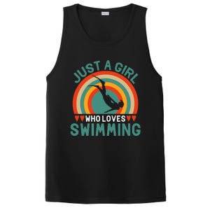 Just A Who Loves Swimming Funny Swimmer Gifts PosiCharge Competitor Tank