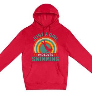 Just A Who Loves Swimming Funny Swimmer Gifts Premium Pullover Hoodie