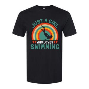 Just A Who Loves Swimming Funny Swimmer Gifts Softstyle CVC T-Shirt